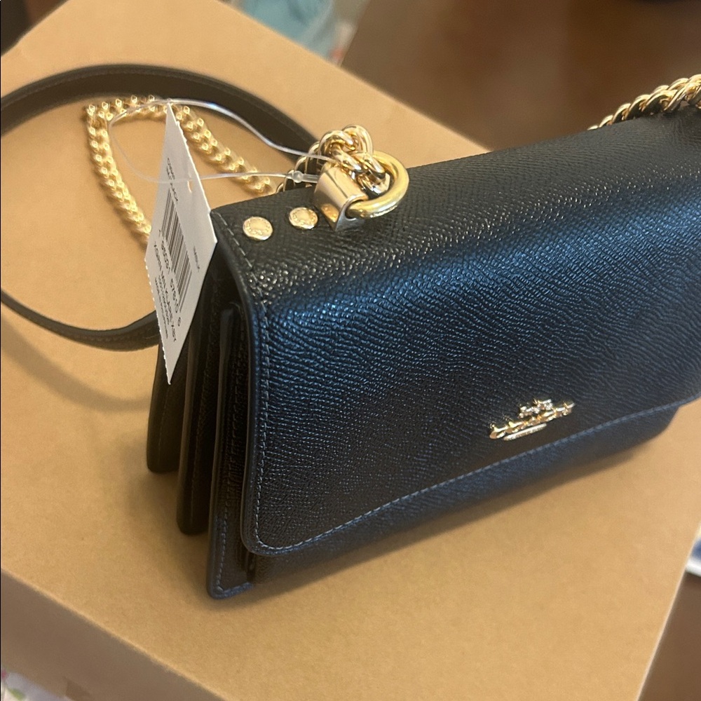 Coach Black Crossbody Bag with Gold Accents